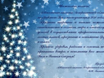 Поздравления Президента Адвокатской палаты Астраханской области Малиновской В.Н. с Новым 2020 Годом!